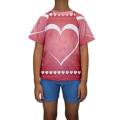 Postcard Banner Heart Holiday Love Kids  Short Sleeve Swimwear by Amaryn4rt