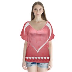 Postcard Banner Heart Holiday Love Flutter Sleeve Top by Amaryn4rt