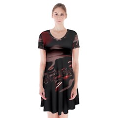 Fractal Mathematic Sabstract Short Sleeve V-neck Flare Dress