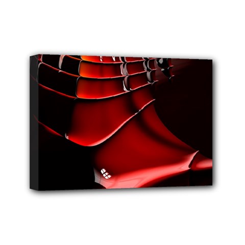 Red Black Fractal Mathematics Abstract Mini Canvas 7  X 5  by Amaryn4rt