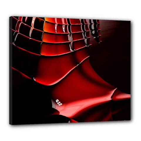 Red Black Fractal Mathematics Abstract Canvas 24  X 20  by Amaryn4rt