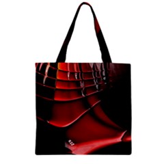 Red Black Fractal Mathematics Abstract Zipper Grocery Tote Bag by Amaryn4rt