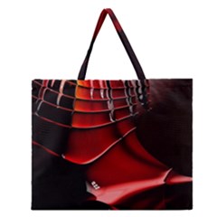 Red Black Fractal Mathematics Abstract Zipper Large Tote Bag by Amaryn4rt