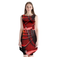 Red Black Fractal Mathematics Abstract Sleeveless Chiffon Dress  