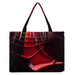 Red Black Fractal Mathematics Abstract Medium Zipper Tote Bag by Amaryn4rt