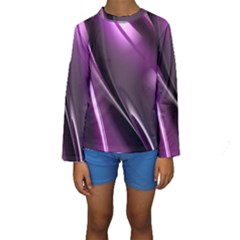 Purple Fractal Mathematics Abstract Kids  Long Sleeve Swimwear by Amaryn4rt