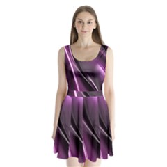 Purple Fractal Mathematics Abstract Split Back Mini Dress  by Amaryn4rt