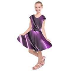 Purple Fractal Mathematics Abstract Kids  Short Sleeve Dress