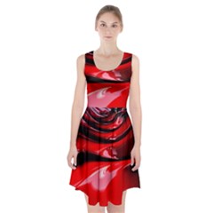 Red Fractal Mathematics Abstract Racerback Midi Dress