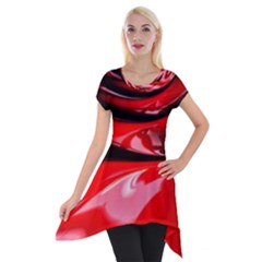 Red Fractal Mathematics Abstract Short Sleeve Side Drop Tunic