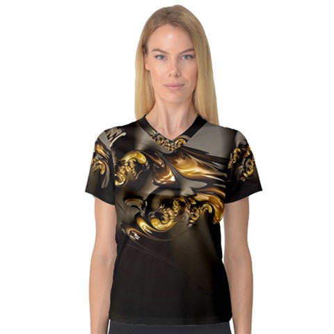 Fractal Mathematics Abstract Women s V-neck Sport Mesh Tee by Amaryn4rt