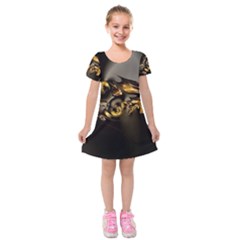 Fractal Mathematics Abstract Kids  Short Sleeve Velvet Dress