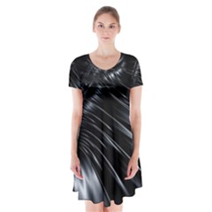 Fractal Mathematics Abstract Short Sleeve V-neck Flare Dress