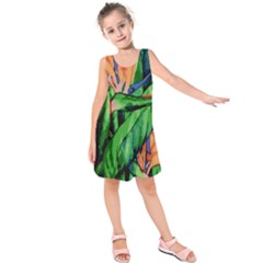 Flowers Art Beautiful Kids  Sleeveless Dress