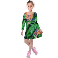 Flowers Art Beautiful Kids  Long Sleeve Velvet Dress by Amaryn4rt