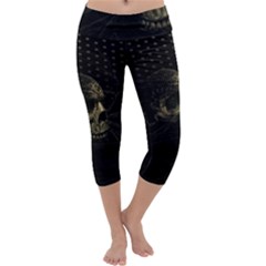 Skull Fantasy Dark Surreal Capri Yoga Leggings by Amaryn4rt