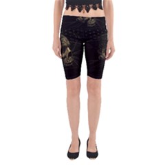 Skull Fantasy Dark Surreal Yoga Cropped Leggings by Amaryn4rt