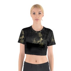 Skull Fantasy Dark Surreal Cotton Crop Top by Amaryn4rt