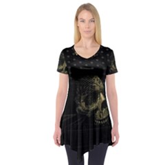 Skull Fantasy Dark Surreal Short Sleeve Tunic  by Amaryn4rt