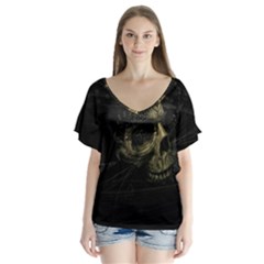 Skull Fantasy Dark Surreal Flutter Sleeve Top