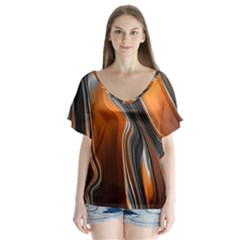 Fractal Structure Mathematic Flutter Sleeve Top