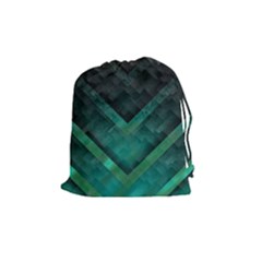 Green Background Wallpaper Motif Design Drawstring Pouches (medium)  by Amaryn4rt