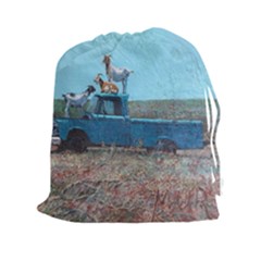 Goats On A Pickup Truck Drawstring Pouches (xxl) by digitaldivadesigns