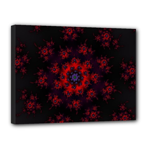 Fractal Abstract Blossom Bloom Red Canvas 16  X 12  by Amaryn4rt