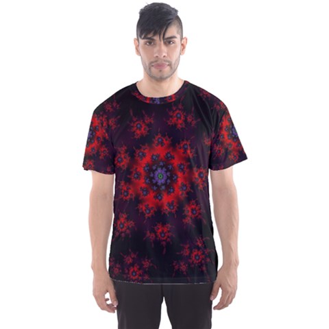 Fractal Abstract Blossom Bloom Red Men s Sport Mesh Tee by Amaryn4rt