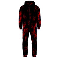 Fractal Abstract Blossom Bloom Red Hooded Jumpsuit (men)  by Amaryn4rt