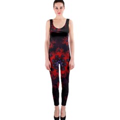 Fractal Abstract Blossom Bloom Red Onepiece Catsuit by Amaryn4rt