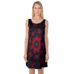 Fractal Abstract Blossom Bloom Red Sleeveless Satin Nightdress by Amaryn4rt