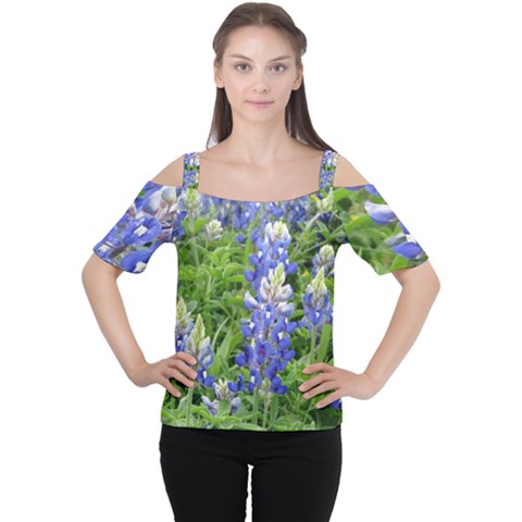 Blue Bonnets Women s Cutout Shoulder Tee by CreatedByMeVictoriaB