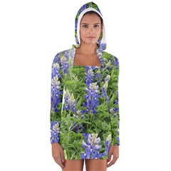 Blue Bonnets Women s Long Sleeve Hooded T-shirt