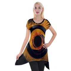 Fractal Mathematics Abstract Short Sleeve Side Drop Tunic