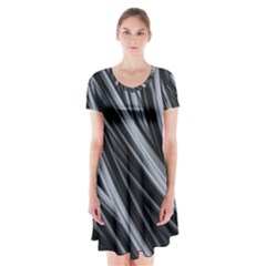 Fractal Mathematics Abstract Short Sleeve V-neck Flare Dress