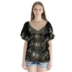 Fractal Math Geometry Backdrop Flutter Sleeve Top by Amaryn4rt