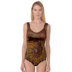 Copper Caramel Swirls Abstract Art Princess Tank Leotard  by Amaryn4rt