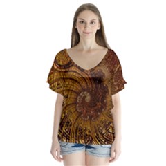 Copper Caramel Swirls Abstract Art Flutter Sleeve Top