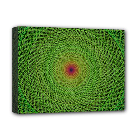 Green Fractal Simple Wire String Deluxe Canvas 16  X 12   by Amaryn4rt