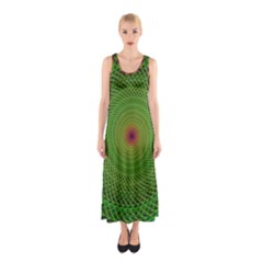 Green Fractal Simple Wire String Sleeveless Maxi Dress by Amaryn4rt