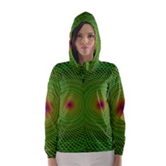 Green Fractal Simple Wire String Hooded Wind Breaker (women) by Amaryn4rt