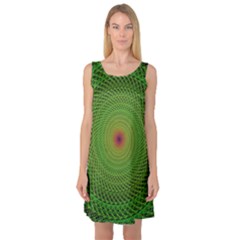 Green Fractal Simple Wire String Sleeveless Satin Nightdress by Amaryn4rt