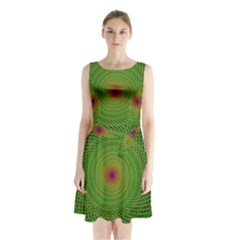 Green Fractal Simple Wire String Sleeveless Chiffon Waist Tie Dress by Amaryn4rt