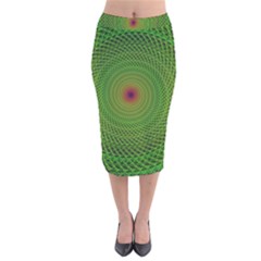 Green Fractal Simple Wire String Velvet Midi Pencil Skirt by Amaryn4rt