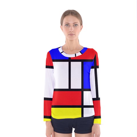 Mondrian Red Blue Yellow Women s Long Sleeve Tee by Amaryn4rt