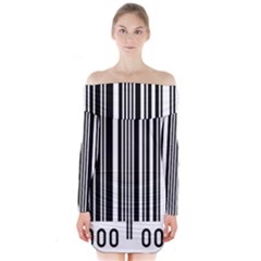 Code Data Digital Register Long Sleeve Off Shoulder Dress