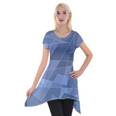 Lines Shapes Pattern Web Creative Short Sleeve Side Drop Tunic