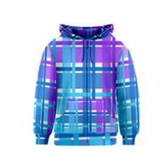 Gingham Pattern Blue Purple Shades Kids  Zipper Hoodie by Amaryn4rt