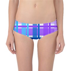 Gingham Pattern Blue Purple Shades Classic Bikini Bottoms by Amaryn4rt